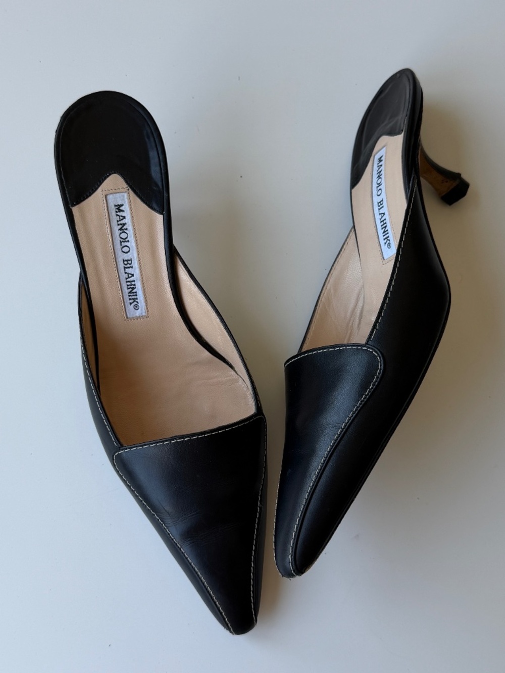 Manolo Blahnik Vintage black leather mules, IT 38.5 - Picture 10 of 12